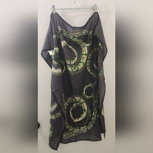 Felix Rey Green and Black Snake Print Scarf, 37"×37".